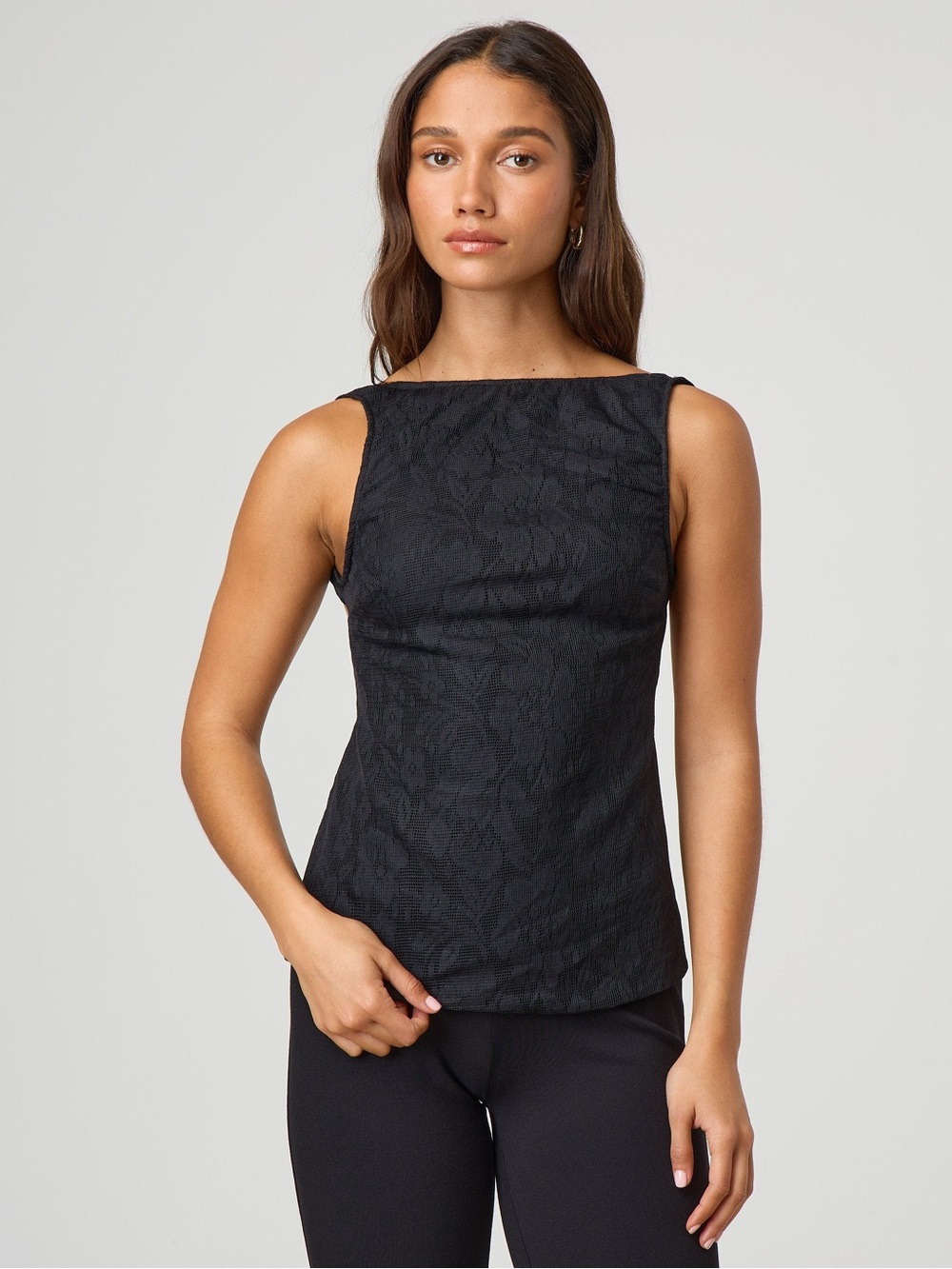 Glassons Black Broderie Lace Tie Back Top